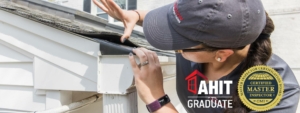 Tiffani Furrow inspecting a roof